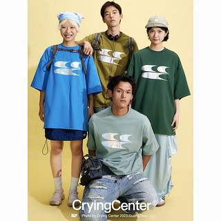 百亿补贴：Crying Center 哭喊中心 未来金属感镭射反光经典logo短袖T恤