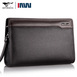 septwolves七匹狼正品七匹狼男士手包真皮夹包大容量手拿包男包商务头