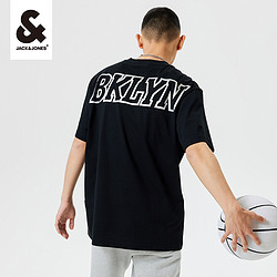 jackjones杰克琼斯outletsnba联名篮网队宽松圆领字母图案百搭短袖