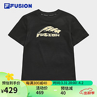 FILA FUSION 斐乐潮牌女子针织短袖衫2024春季时尚纯棉修身T恤