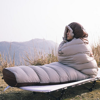 挪客（NatureHike）羽绒睡袋 户外成人冬季加厚保暖鸭绒露营睡袋 7℃烟褐色/M(350G)