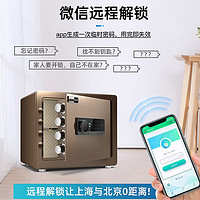 ONNAIS 欧奈斯 保险柜家用小型25cm办公密码WIFI保险箱防盗指纹入墙报警手机智能25cm咖啡金指纹密码（远程授权）