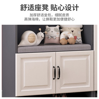 诺曼图 鞋柜 现代简约玄关柜 入户门厅柜换鞋凳隔断多功能衣帽鞋柜 欧式四门白+双门衣柜+顶柜