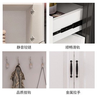 诺曼图 鞋柜 现代简约玄关柜 入户门厅柜换鞋凳隔断多功能衣帽鞋柜 欧式四门白+双门衣柜+顶柜