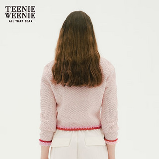 Teenie Weenie小熊女装2024春装小香风短款针织开衫设计感外套 浅粉色 165/M