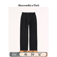 ABERCROMBIE & FITCH女装 时尚白领西裤美式复古通勤高腰直筒百搭阔腿裤 322134-1 黑色 25R (160/66A)