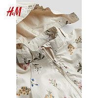 H&M 童装女婴外套2024春季斜纹棉布派克大衣1205403 白色/花卉 110/56