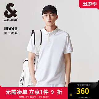 杰克·琼斯（JACK&JONES）春夏男士舒适拼接剪裁字母胶印装饰休闲短袖polo衫224206002 A06本白色 常规 A06本白色 165/88A/XS