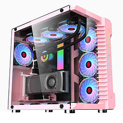 玩嘉 罗宾3 粉色 海景房机箱游戏电脑主机箱支持360水冷/ATX主板/39CM长显卡/钢化玻璃侧透