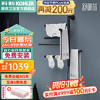 KOHLER 科勒 中小号电热毛巾架家用卫生间浴巾架浴室加热发热毛巾烘干架黑白 35637T-7雾面黑 明装下出线