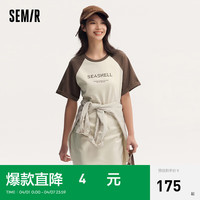 森马 连衣裙女印花宽松T恤裙 夏撞色插肩袖短裙