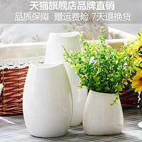 蓝玉 景德镇陶瓷现代简约白色小花瓶北欧客厅干花插花餐桌装饰品摆件