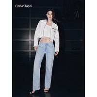 Calvin Klein【明星同款】Jeans24春夏女复古纯棉拉链翻领短牛仔夹克J223475 1AA-牛仔白 L