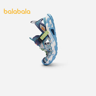 巴拉巴拉男童运动凉鞋夏2024镂空透气鞋子磁力扣 蓝色调00388 34码