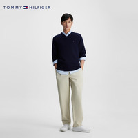 TOMMY HILFIGER 男装含羊绒纯色打底毛衣34117/34116 藏青色DW5-v领 M