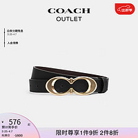 蔻驰（COACH）奥莱女士经典标志带扣腰带休闲质感高级感牛皮革，25MM IM/黑色 S