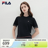 FILA 斐乐女子织衫2024夏时尚休闲简约基础短袖上衣