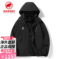 猛犸象（MAMMUT）Mammut冲锋衣男女三合一可拆卸防风水秋冬户外运动登山服 黑色 男款MMX0123 6XL