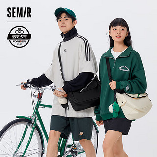 森马（Semir）斜挎包永久联名都市骑行包男生潮流背包【黑色】105523153216