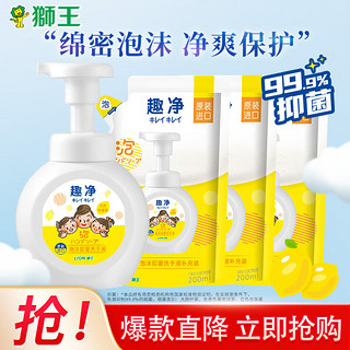 LION 狮王 泡沫洗手液 家庭装99%保湿成分呵护肌肤 柠檬香洗手液250ml+袋装200ml*3