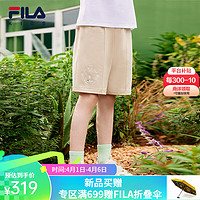 FILA【MARDI】斐乐儿童童装2024春季小童男童针织五分裤短裤 浅芒卡其-LK 170