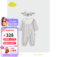moimoln小云朵童装2024年春季女宝连体衣新生儿哈衣宝宝爬服 浅薄荷色 66cm