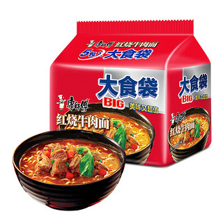 康师傅 大食袋 红烧牛肉面 145g*5袋