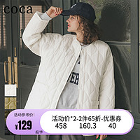 coca 3件coca日系棉衣宽松圆领衔缝棉服冬季外套女装轻薄棉袄