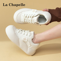 La Chapelle拉夏贝尔女鞋休闲鞋2024魔术贴设计初春保暖鞋女士休闲鞋软感板鞋 米白色 37