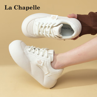La Chapelle拉夏贝尔女鞋休闲鞋2024魔术贴设计初春保暖鞋女士休闲鞋软感板鞋 米白色 37