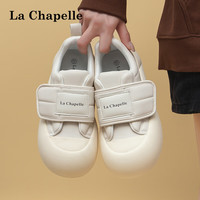 La Chapelle拉夏贝尔女鞋休闲鞋2024魔术贴设计初春保暖鞋女士休闲鞋软感板鞋 米色-合成革 37