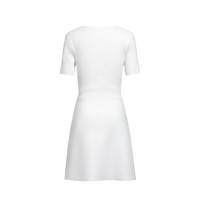 ochirly欧时力 气质坑条裙2024夏装蝴蝶结A字收腰针织连衣裙 白色 M