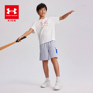 安德玛（Under Armour）童装2024年夏季休闲五分裤宇宙大联盟男大童梭织短裤 灰色 160cm