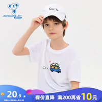 真维斯男女童同款宽松上衣2024夏季可爱卡通印花圆领短袖T恤儿童DZ 白色210A 160cm