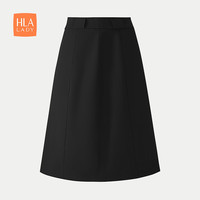 HLA海澜之家半身裙女24纯色弹力知性裙子女装春秋HQAAW3W304A 黑色Y6 160/64A S85-100斤