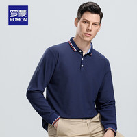 罗蒙(ROMON)长袖T恤新款时尚撞色翻领Polo中青年潮流百搭t恤男 粉色 175/L (建议120-135斤)