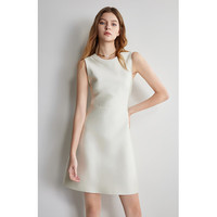 欧时力 丝光小黑裙2024新夏白裙短款礼服无袖连衣裙 米白 XS