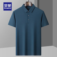 ROMON 罗蒙 含桑蚕丝短袖t恤男Polo领纯色中青年2024夏季休闲T恤衫上衣 墨绿 190(175-190斤)