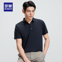 罗蒙(ROMON)含桑蚕丝短袖t恤男Polo领纯色中青年2024夏季休闲T恤衫上衣 上青 175(130-145斤)
