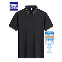 罗蒙5A抗菌索罗娜凉感短袖t恤男2024夏季弹力Polo中青年纯色T恤男 黑色 175(115-130斤)