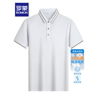 罗蒙5A抗菌索罗娜凉感短袖t恤男2024夏季弹力Polo中青年纯色T恤男 白色 195(175-190斤)