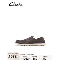 Clarks 其乐 舒履系列男鞋24透气懒人鞋简约舒适一脚蹬乐福豆豆鞋 深灰色 261769477 43