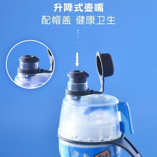 O2COOLO2COOL喷雾水杯儿童喷水杯子成人运动保冷便携挤压式软水壶 裂纹蓝色 590ml