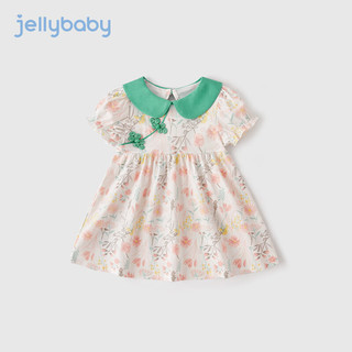 JELLYBABY 小女孩国风公主裙2024连衣裙女童连衣裙甜美裙子 绿色 110CM