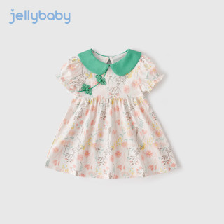 JELLYBABY 小女孩国风公主裙2024连衣裙女童连衣裙甜美裙子 绿色 110CM