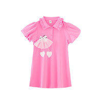 小猪班纳童装夏装儿童裙子女童连衣裙女孩A字裙 海棠红 140cm