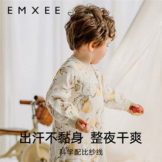 嫚熙（EMXEE）婴儿分腿睡袋儿童宝宝春夏四季长袖 牛油果纱罗睡袋 【前4后2】大鹅茶会 100码(适合90-100cm)