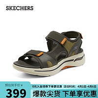 SKECHERS 斯凯奇 时尚休闲男士凉鞋229021 橄榄色/橘色/OLOR 44.5