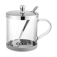 CCKO 调料罐304不锈钢组合调味瓶盐罐子家用味精调盒厨房玻璃套装 三个350ml调味罐 (带硅胶垫)