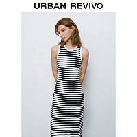 URBAN REVIVO 女士撞色条纹中长款无袖圆领连衣裙 UWU740041 宝蓝条纹 S